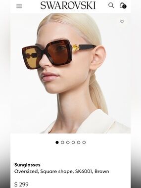 Swarovski Tortoise Square Oversized Women's Sunglasses - Brown